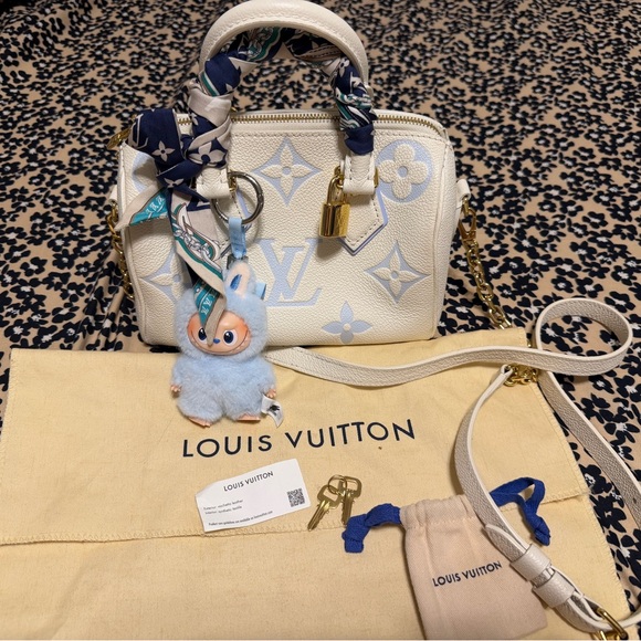 Louis Vuitton White & Light Blue Alma BB Satchel - Picture 3 of 5